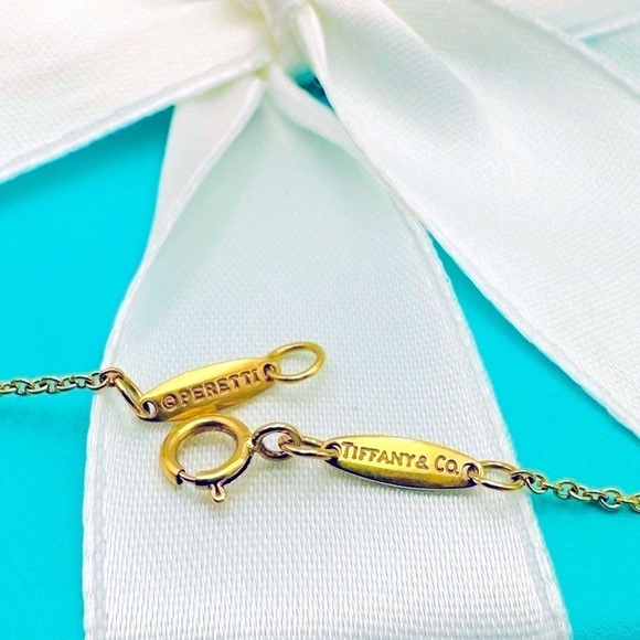 Tiffany & Co. 18K Yellow Gold 16 mm Open Heart Necklace 16” with PACKAGING - Picture 9 of 11